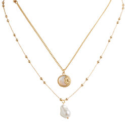 Gold And Mother Of Pearl Celestial Necklace 2 Pack