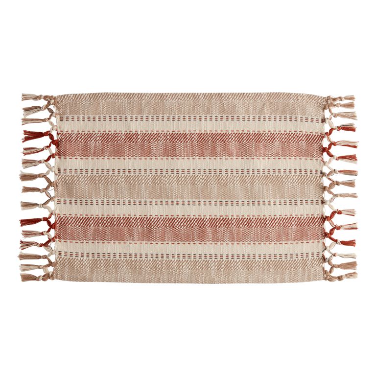 Terracotta Stripe Woven Knotted Placemats Set of 4 image number 1