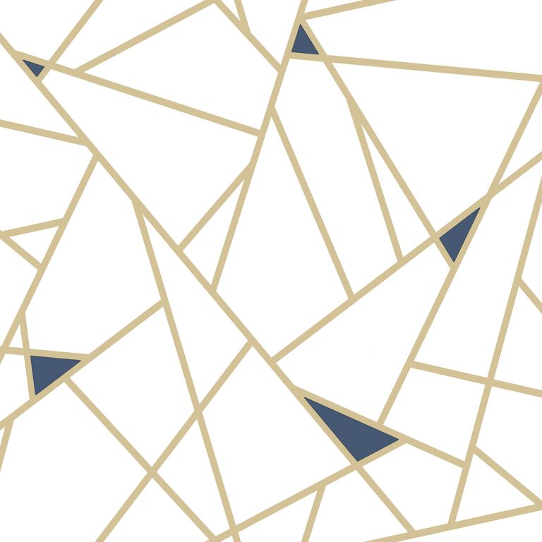 White And Gold Metallic Geometric Peel And Stick Wallpaper image number 1