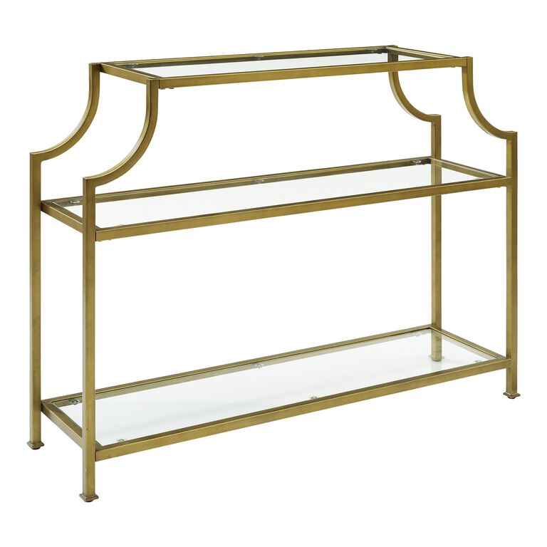 Gold Metal and Glass Milayan Console Table image number 1