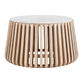Winslow Round White Marble Top and Slatted Wood Coffee Table image number 0