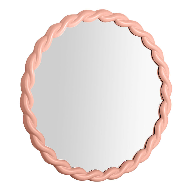 Round Mauve Pink Rope Wall Mirror image number 3