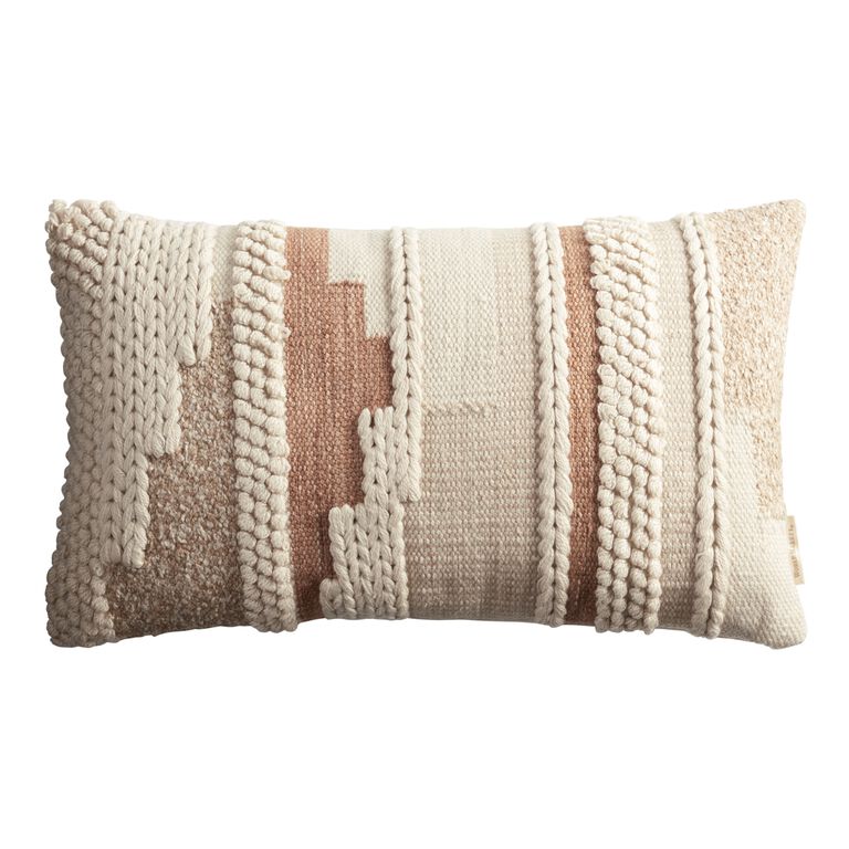 Rust and Ivory Braided Indoor Outdoor Lumbar Pillow image number 1