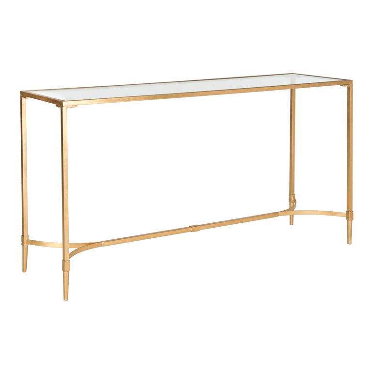 Nala Gold Metal And Glass Console Table image number 1