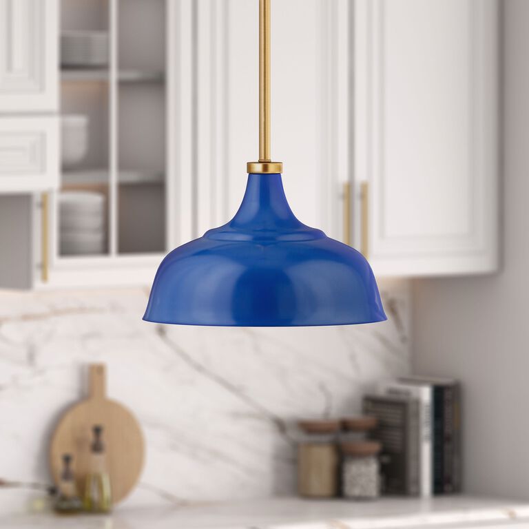 Lucy Blue Metal Dome Shade Pendant Lamp image number 4