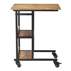 Hays Wood And Iron Rolling Desk With Shelves