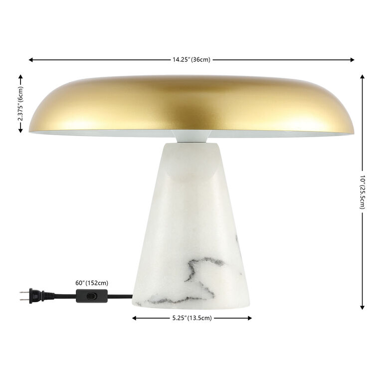 Bram Brass And White Marble Mushroom Table Lamp image number 5