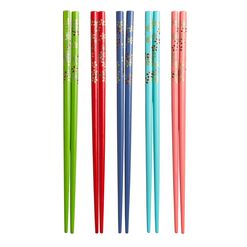 5 Pack Multicolor Floral Bamboo Chopsticks Set of 2