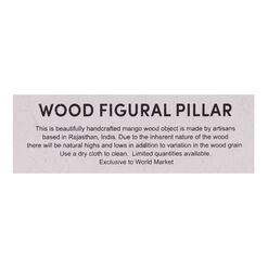 CRAFT Small Whitewash Hand Carved Wood Pillar Decor