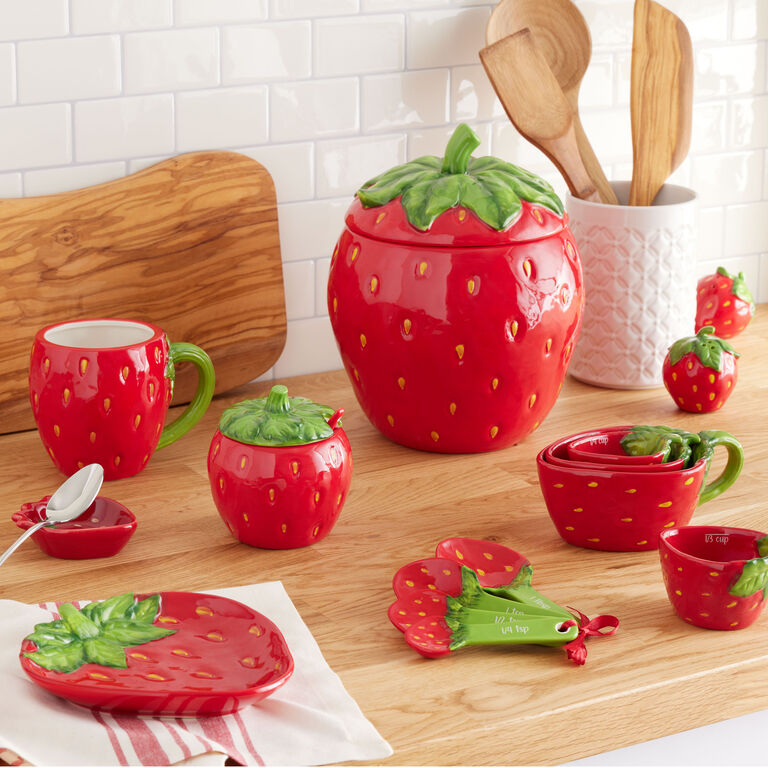 Ceramic Strawberry Figural Pinch Bowl Set of 2 image number 2
