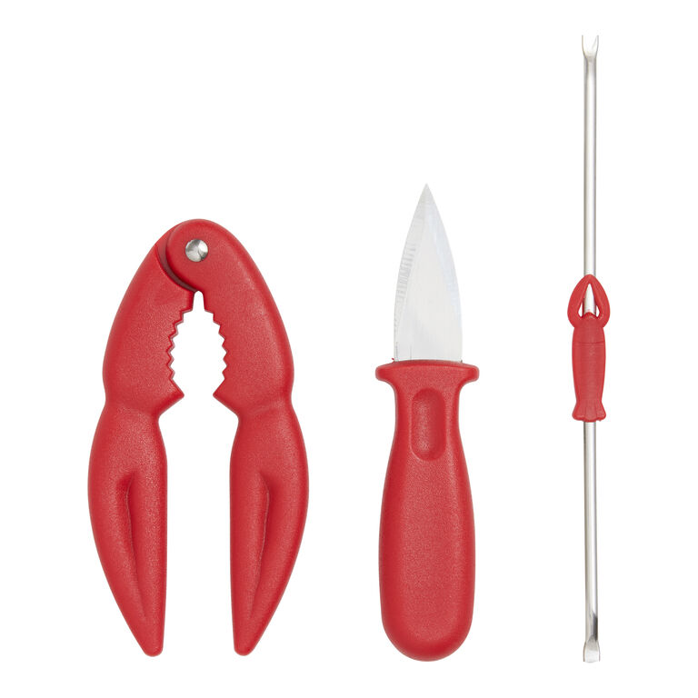 Red Stainless Steel 4 Piece Seafood Tool Set image number 1