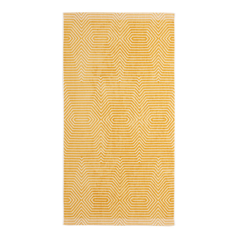 Allura Mustard And White Sculpted Geo Bath Towel image number 3