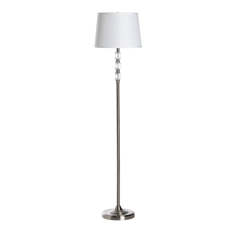 Seneca Brushed Nickel And Crystal Glass Stacked Floor Lamp image number 1