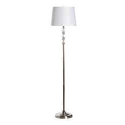 Seneca Brushed Nickel And Crystal Glass Stacked Floor Lamp