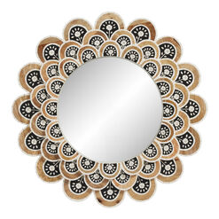Nali Round Hand Painted Floral Wall Mirror