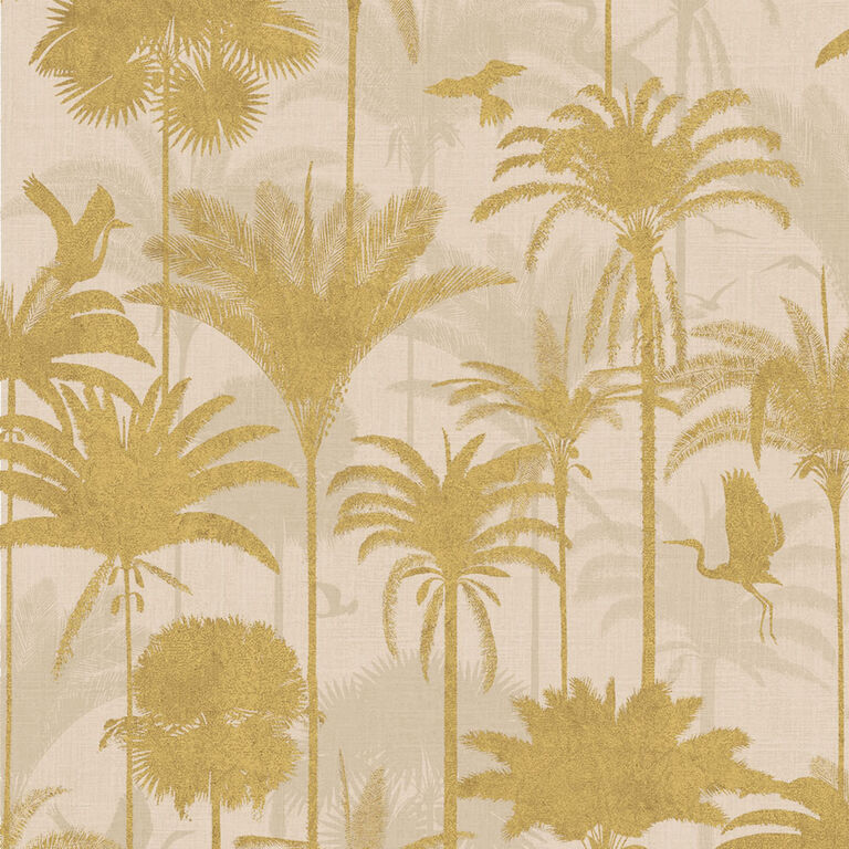 Gold Royal Palm Trees Peel And Stick Wallpaper image number 1