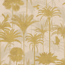 Gold Royal Palm Trees Peel And Stick Wallpaper
