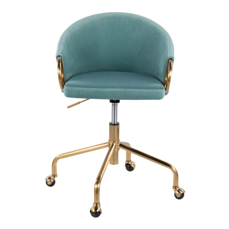Lise Velvet Curved Back Upholstered Office Chair image number 3