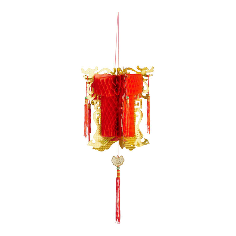 Red Lunar New Year Honeycomb Paper Lantern Hanging Decor image number 1