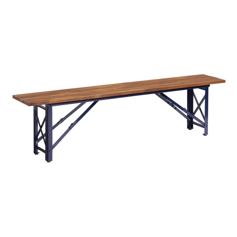 Beer Garden Wood and Metal Folding Outdoor Dining Bench image number 1