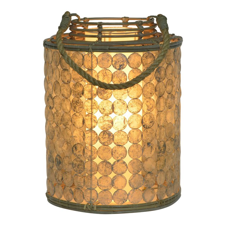 Napali Rattan and Capiz Shell Lantern Style Accent Lamp image number 1