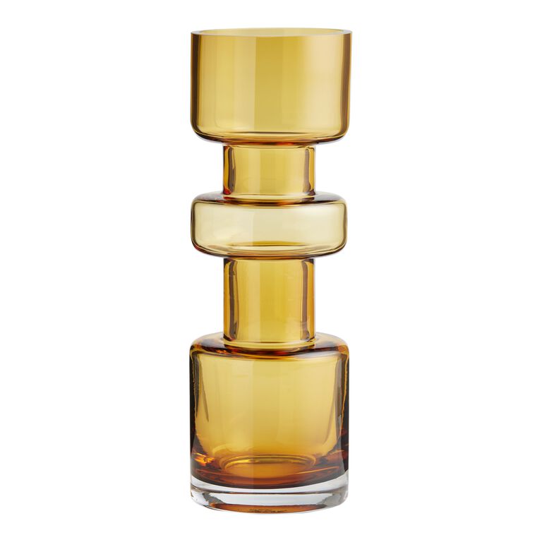 Amber Geometric Stacked Glass Vase image number 1