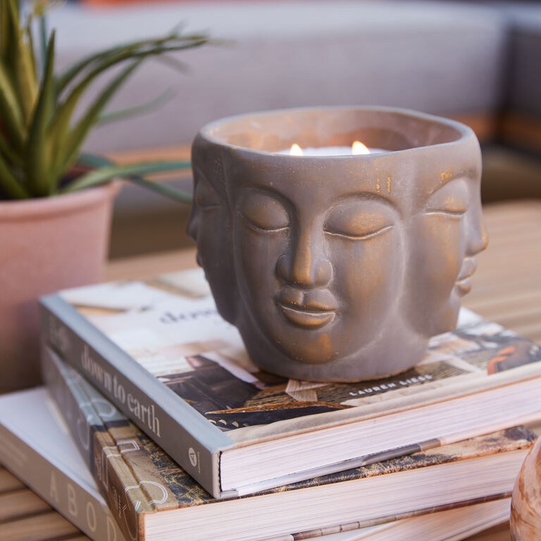Sculpted Cement Buddha Spearmint Scented Citronella Candle image number 2