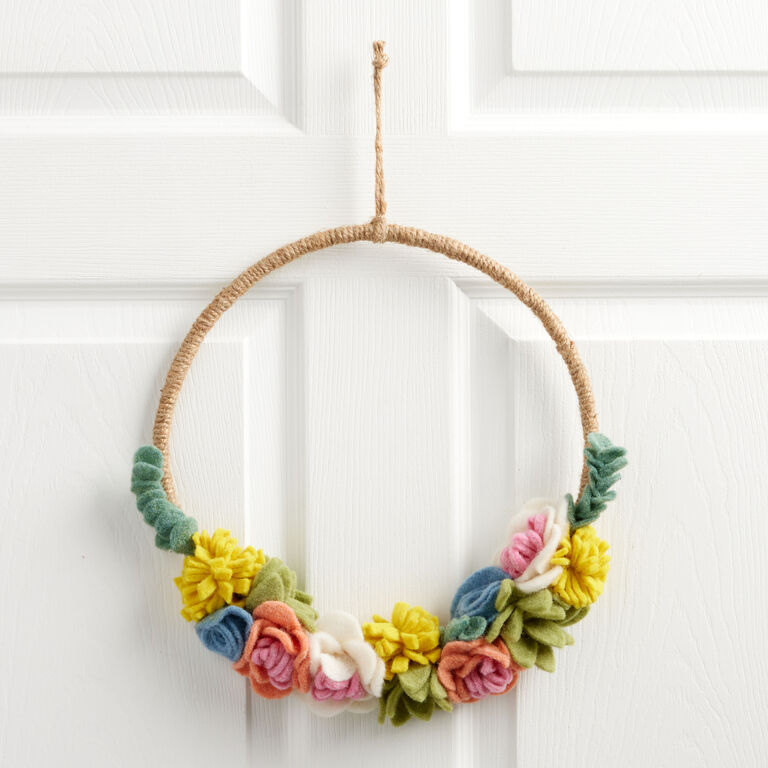 Felted Wool Floral Wreath image number 1