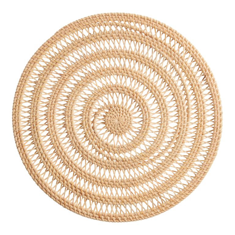 Round Natural Rattan Spiral Woven Placemat image number 1
