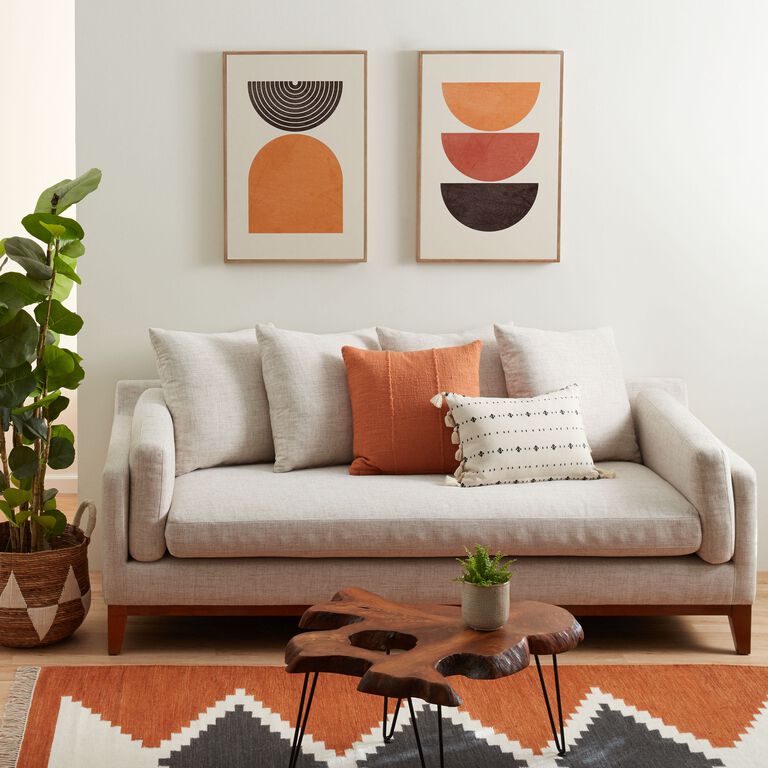 Orange, Ivory And Black Abstract Geo Framed Wall Art 3 Piece image number 2
