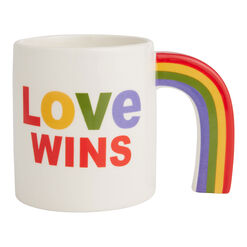 Love Wins Rainbow Handle Ceramic Mug