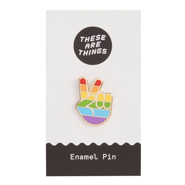 Rainbow Peace Sign Enamel Pin image number 1