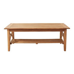 Mendocino Teak Wood Outdoor Coffee Table with Shelf