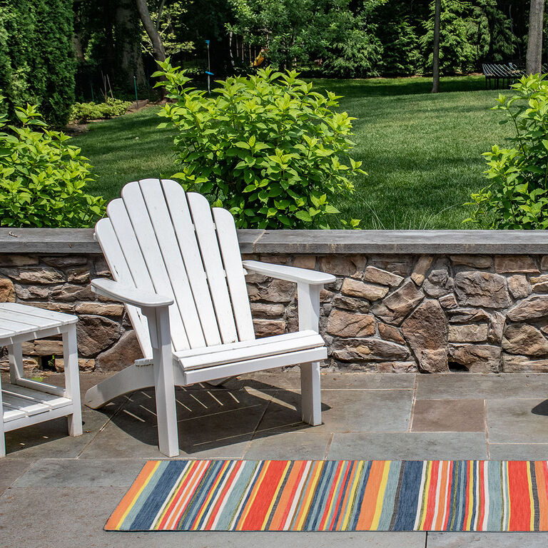 Multicolor Stripe Reversible Indoor Outdoor Rug image number 6
