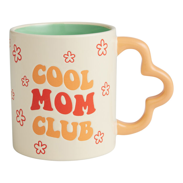 Peach And Teal Floral Cool Mom Club Ceramic Mug image number 1