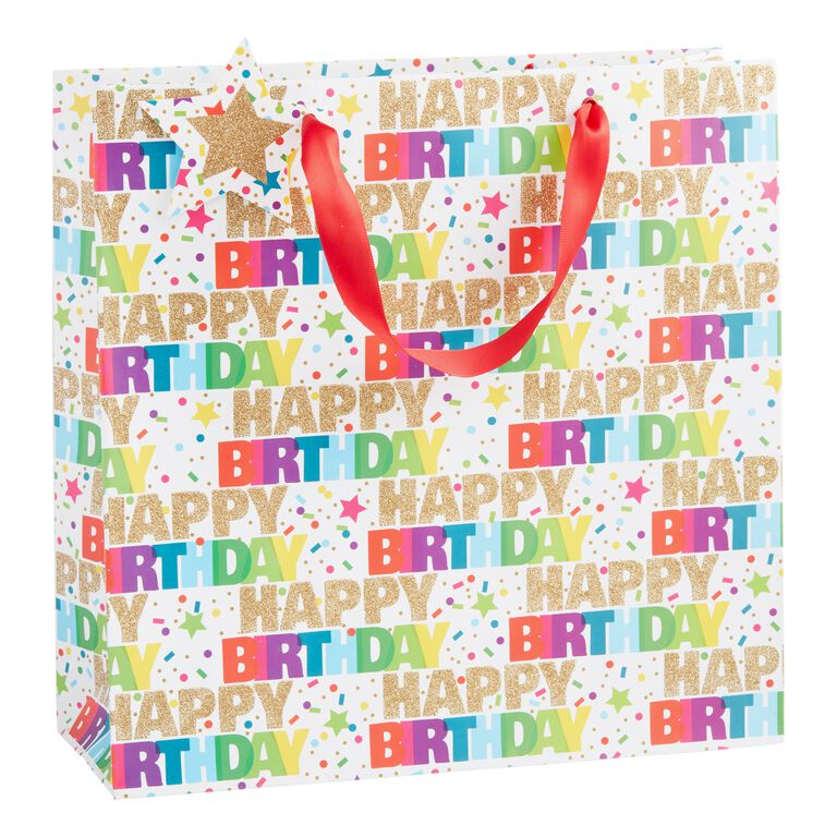 Large Happy Birthday Glitter Gift Bag image number 1