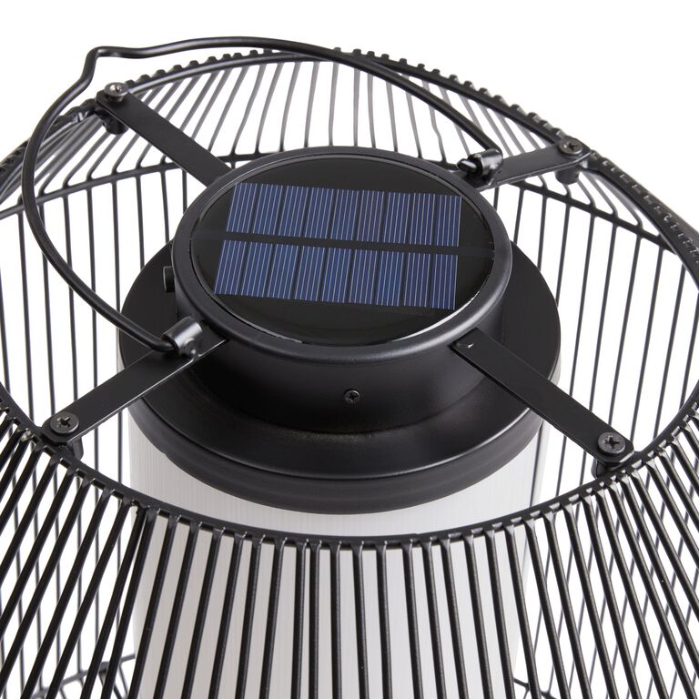 Black Metal Wire Cylinder Solar LED Floor Lantern image number 5