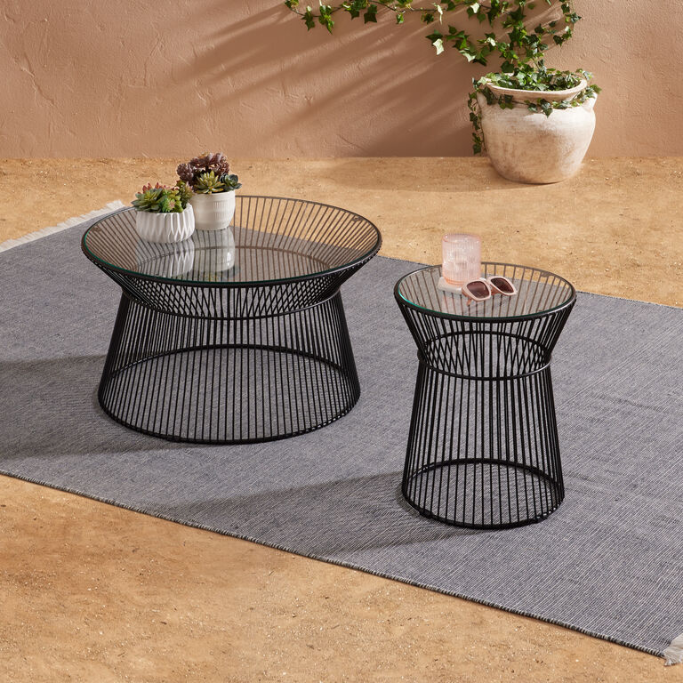 Marina Round Metal Glass Top Outdoor Side Table image number 2