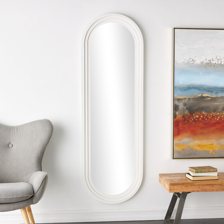 Oval White Wood Full Length Mirror image number 5
