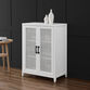 Rayna White Faux Rattan Stackable Storage Cabinet image number 1