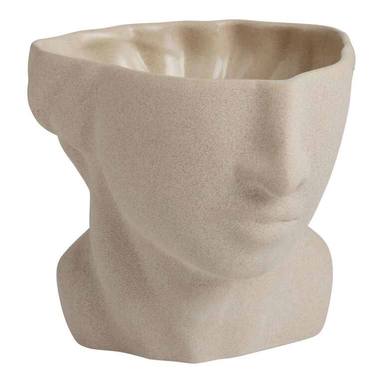 Natural Sand Ceramic Figural Bust Planter image number 1
