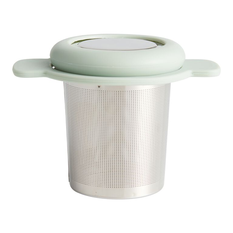 Sage Green Mesh Basket Tea Infuser with Silicone Lid image number 1