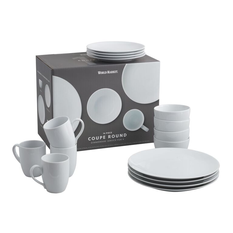 Coupe White Porcelain 16 Piece Dinnerware Set image number 1