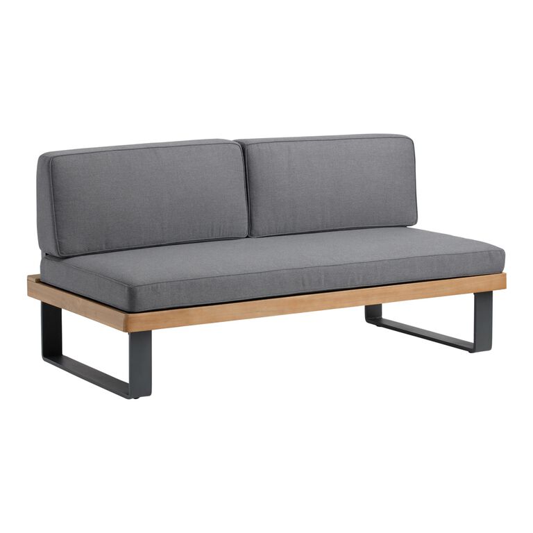 Alicante II Gray Metal And Wood Outdoor Loveseat image number 1