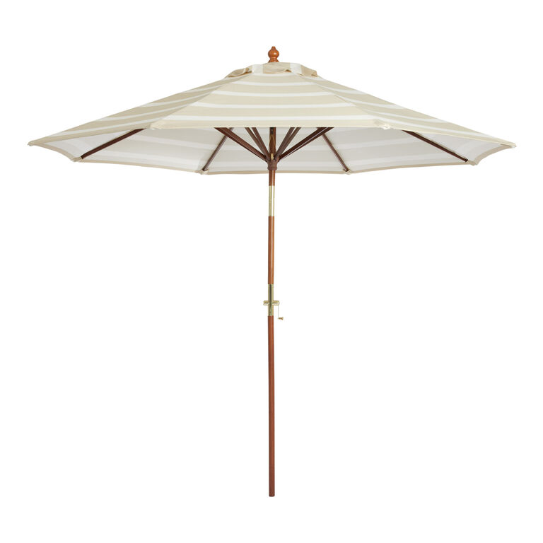 Khaki and White Stripe 9 Ft Replacement Umbrella Canopy image number 3
