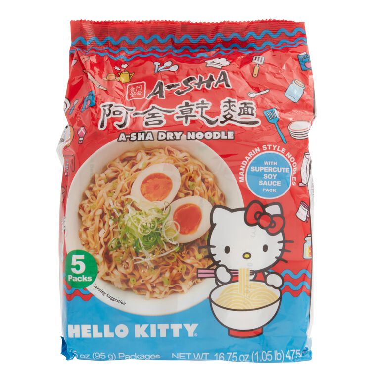 A-Sha Hello Kitty Supercute Soy Sauce Instant Noodles 5 Pack image number 1