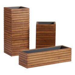 Alicante Wood and Metal Outdoor Planter Collection