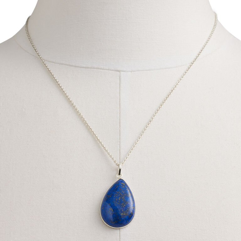 Antique Silver And Semiprecious Lapis Pendant Necklace image number 3