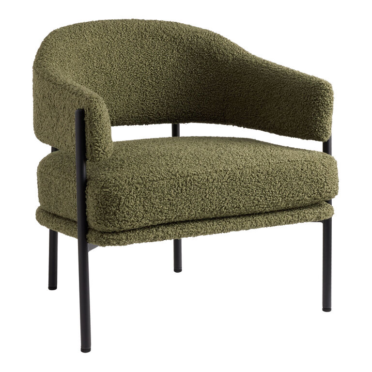 Rylan Moss Green Faux Sherpa Curved Back Chair image number 1