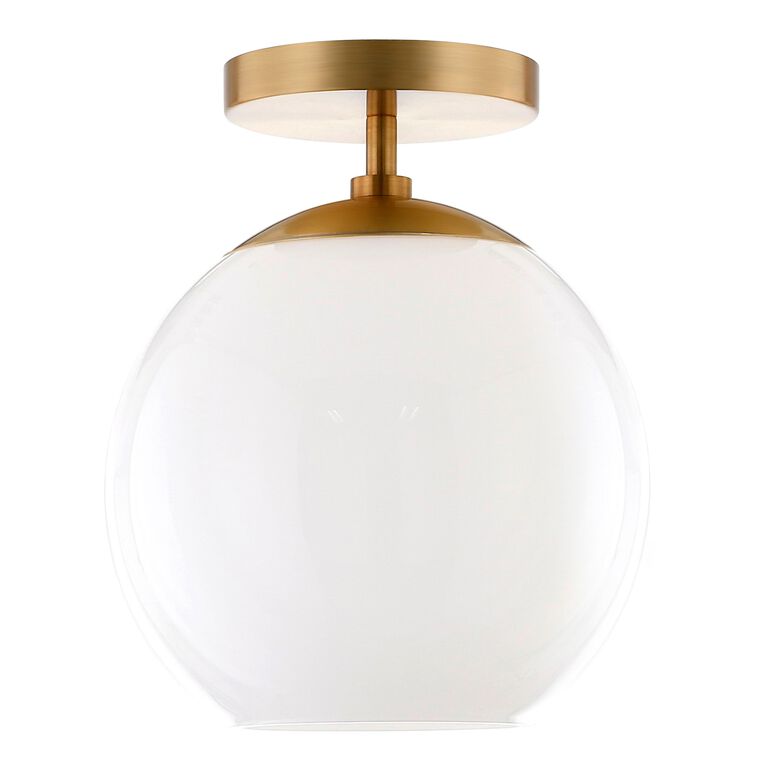 Patti White Glass Globe Semi Flush Mount Ceiling Light image number 1